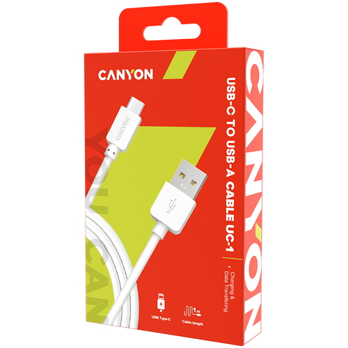 CANYON Type C USB Standard cable, 1M, White slika 3