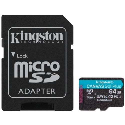 KINGSTON Memorijska kartica U3 V30 microSDXC 64GB Canvas Go Plus 170R A2 + adapter SDCG3/64GB slika 1