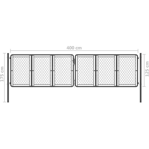 Vrtna vrata čelična 400 x 125 cm antracit slika 5