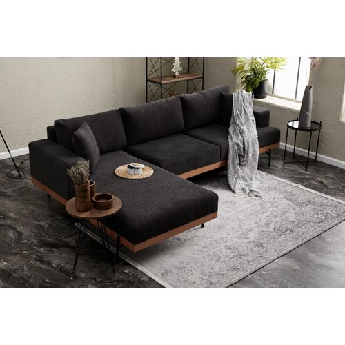 Atelier Del Sofa Kutna garnitura, Antracit Crno, Liva Left - Anthracite, Copper slika 2