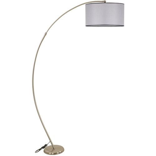 Mısra Mat Krom Lambader Silindir Açık Hasır Gri Abajurlu Light Grey Floor Lamp slika 2