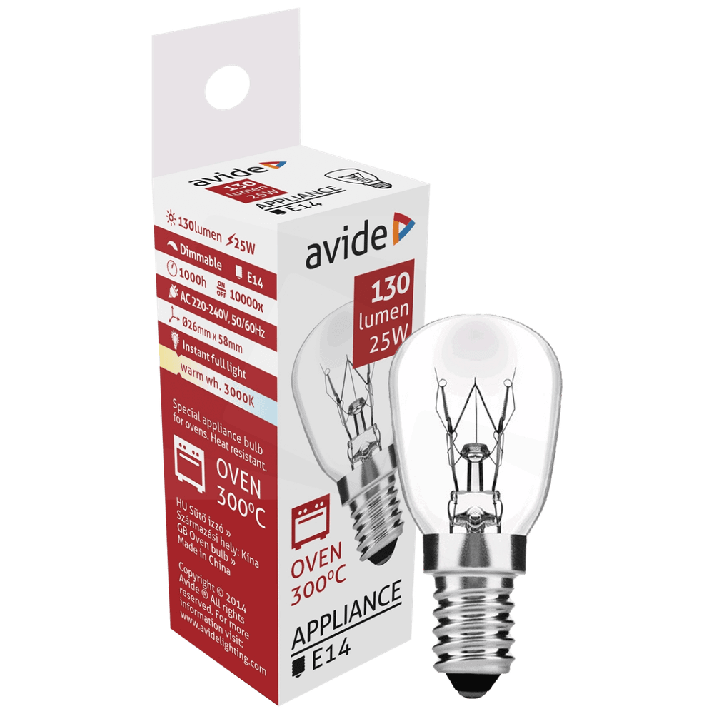 Avide Sijalica za pećnicu, 25W, E14, 3000K, 300 °C, IP20 - Oven 300 °C bulb 25W E14 slika 1