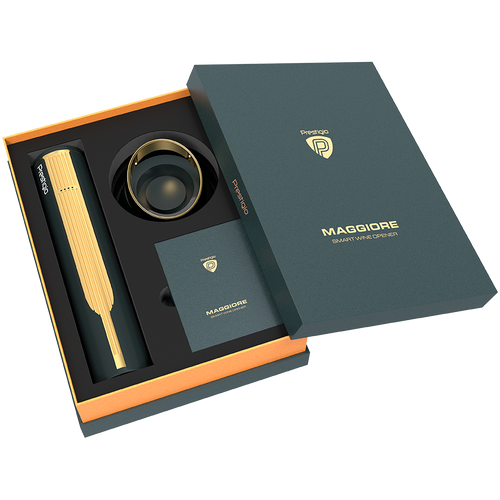 Prestigio Maggiore, smart wine opener, 100% automatic, opens up to 70 bottles without recharging, foil cutter included, premium design, 480mAh battery, Dimensions D 48*H228mm, black + gold color. slika 14