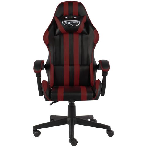 Igraća stolica od umjetne kože crna i crvena boja vina slika 2