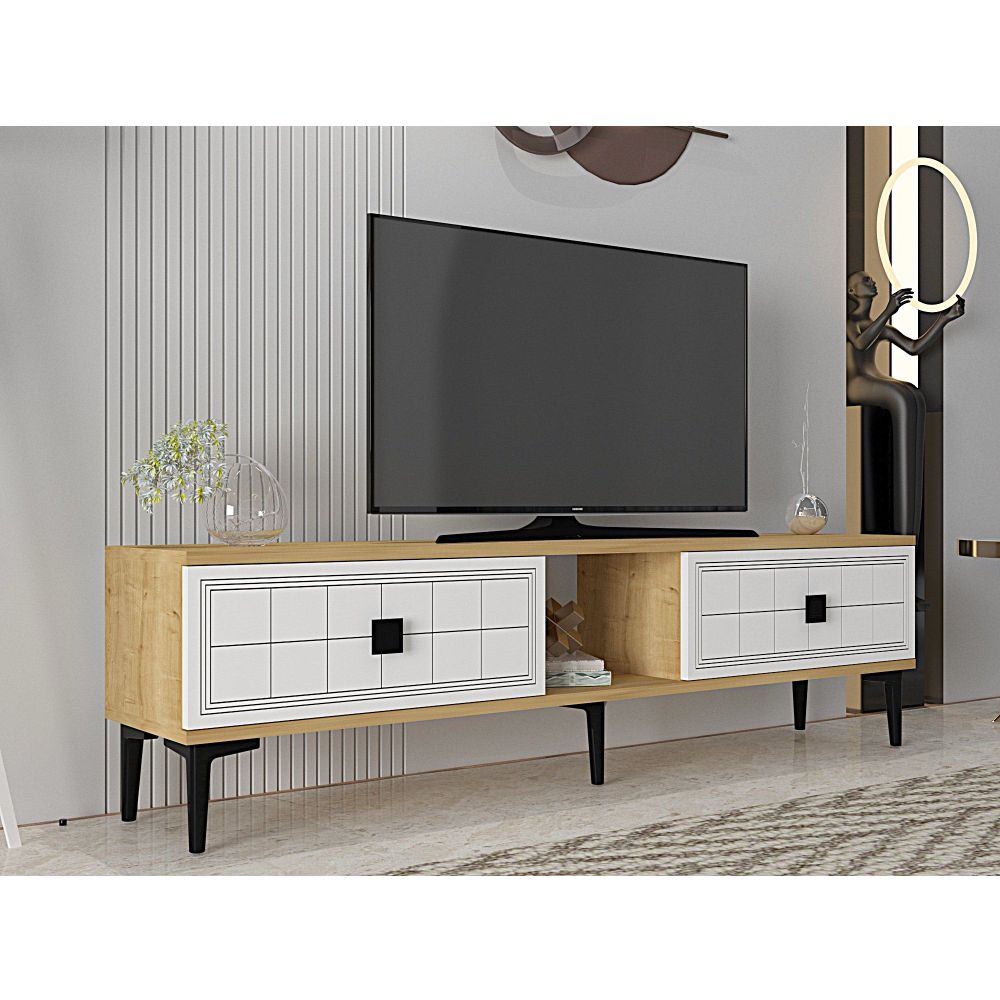 TV Stalak Yuka 150 - Saphirni Hrast i Bijela slika 2