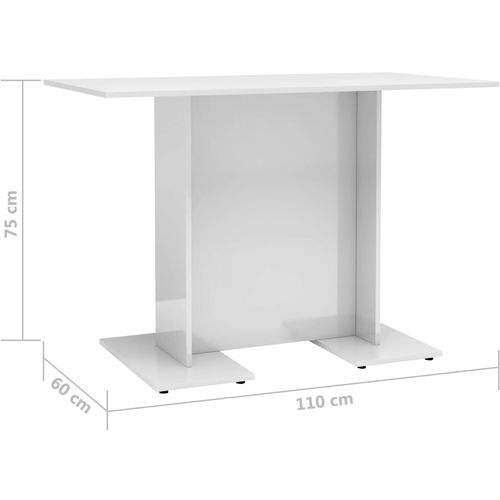 Blagovaonski stol visoki sjaj bijeli 110 x 60 x 75 cm iverica slika 20