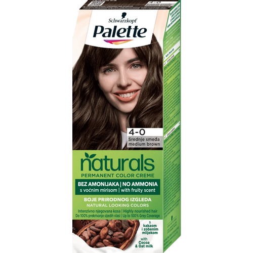 Palette Naturals Color Creme Farba za kosu 4-0 Srednje smeđa  slika 1