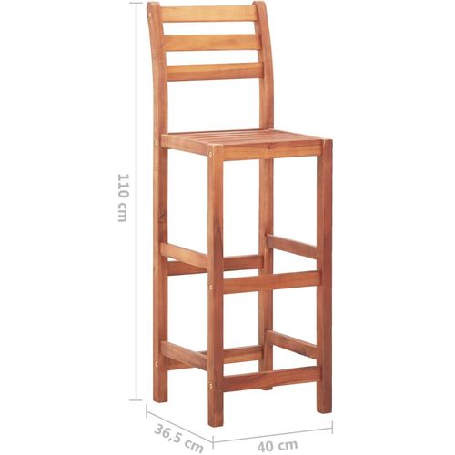 Barske stolice 4 kom od masivnog bagremovog drva slika 15