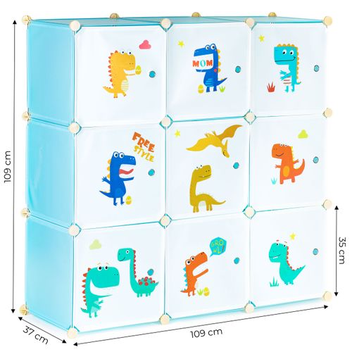 ModernHome dječji ormarić s 9 polica - plavi dinosauri slika 6