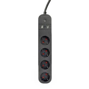 TSL-PS-S4U-01 Gembird pametni produzni kabl sa USB punjenjem, 4 uticnice, 1,5m crni
