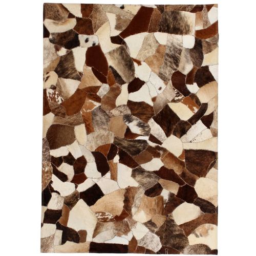 Tepih od prave kože s pačvorkom 120 x 170 cm smeđe-bijeli slika 25
