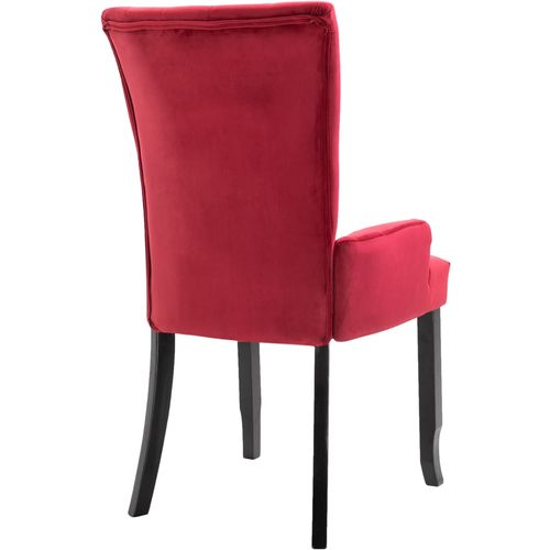 Blagovaonska stolica s naslonima za ruke crvena baršunasta slika 41