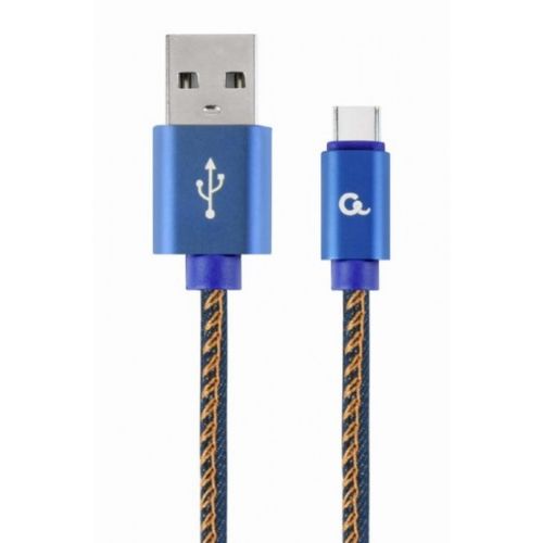 CC-USB2J-AMCM-1M-BL Gembird Premium jeans (denim) Type-C USB cable with metal connectors, 1m, blue slika 1