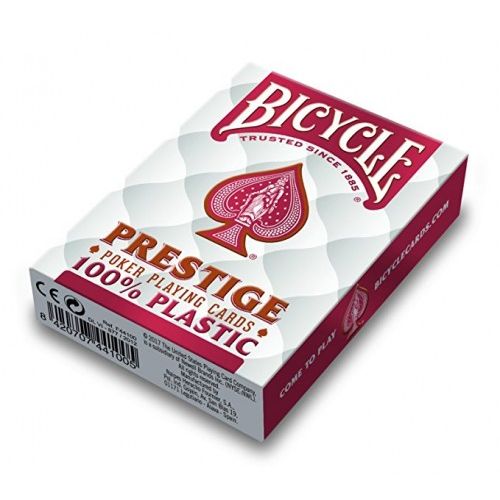 Bicycle karte za poker “PRESTIGE” 100% plastika jumbo index, crvene slika 1