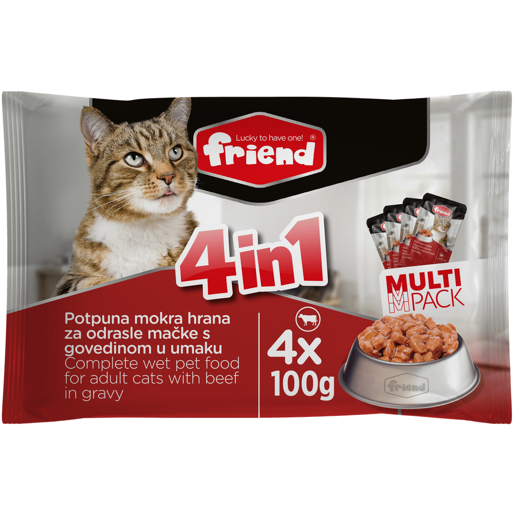 Friend Multipack mokra hrana za mačke u vrećici Govedina 4x100g slika 1