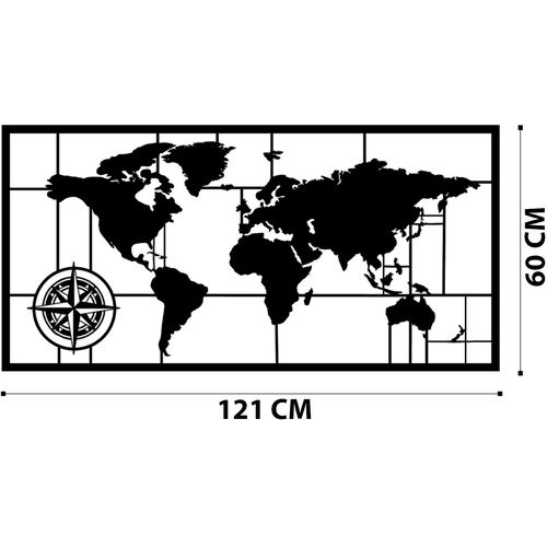 World Map Metal Decor 7 Black Decorative Metal Wall Accessory slika 6