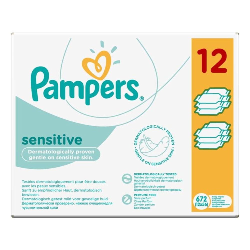 Sensitive Dječje vlažne maramice Pampers, 12 x 56 komada slika 2