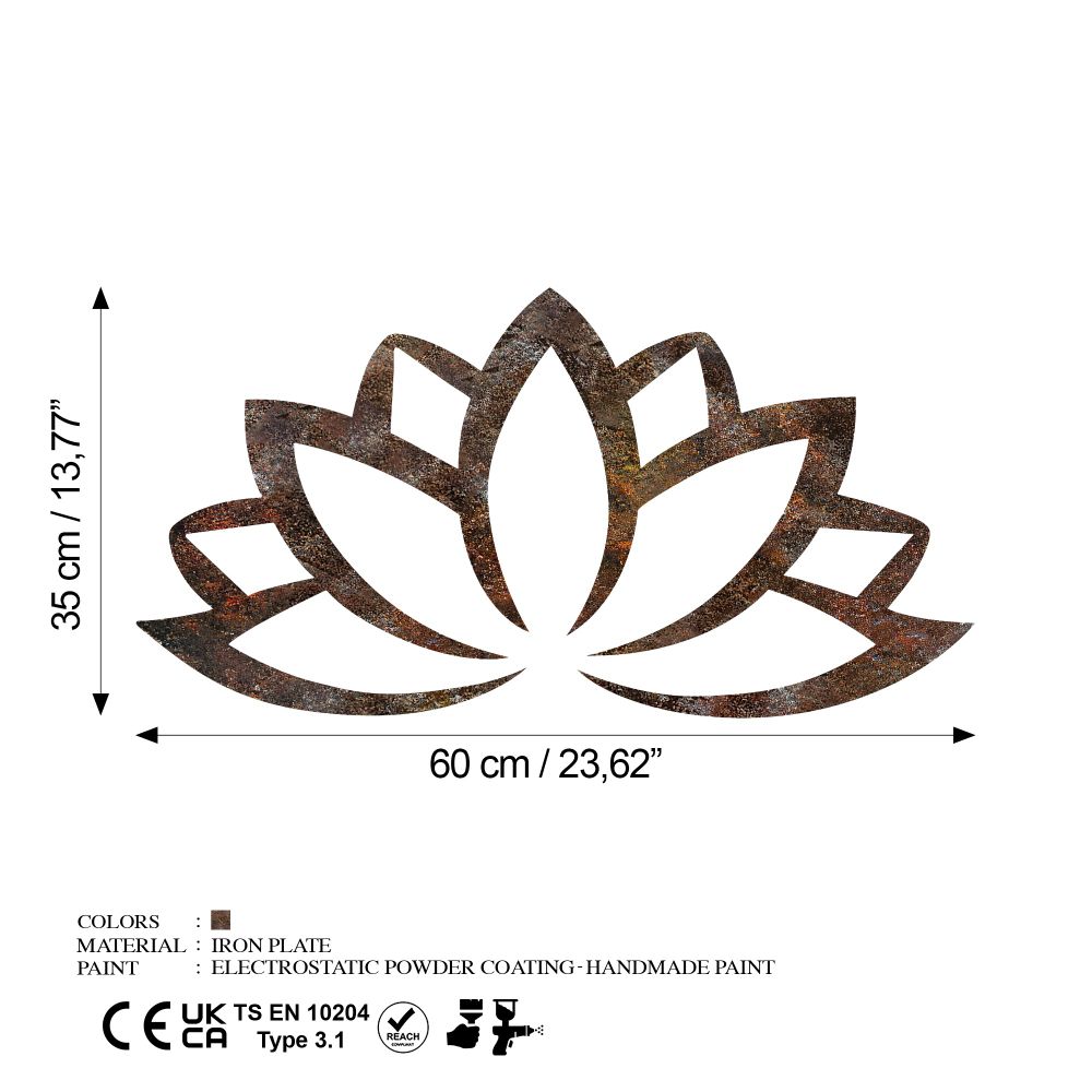 Decorative metal wall accessory Rusty Lotus, colour: antiquation slika 7