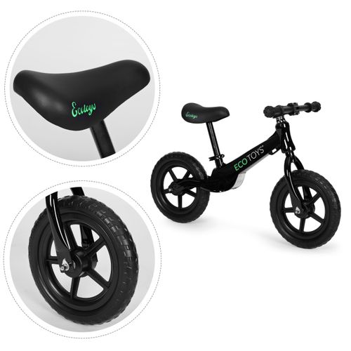 ecotoys dječji bicikl guralica bez pedala - crni slika 5