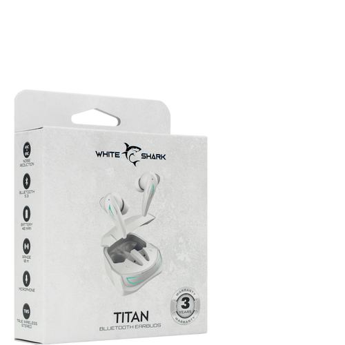 White Shark EARBUDS Slušalice + mikrofon Bluetooth GEB-TWS96 TITAN Bijele ANC slika 4