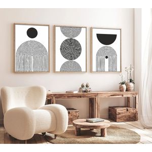 Huhu163 - Dekorativno Slikarstvo u Okviru, 50 x 70 cm, Višebojno (Set od 3 Komada)