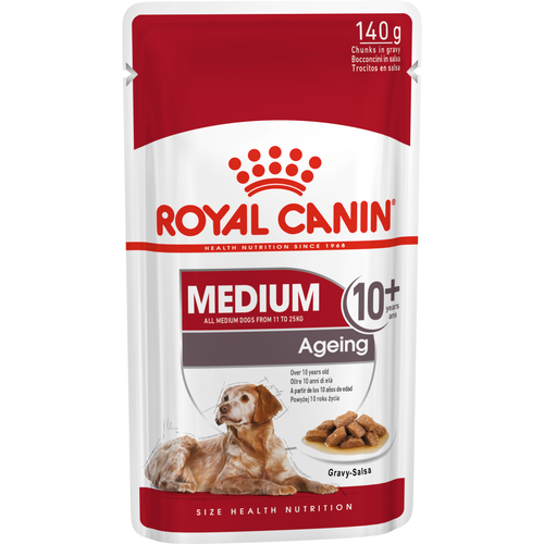 ROYAL CANIN SHN Medium ageing 10+ vrećice za pse, potpuna hrana za starije pse srednje velikih pasmina (od 11 do 25 kg), stariji od 10 godina, 10x140 g slika 1