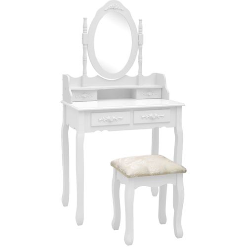 Toaletni stolić sa stolcem bijeli 75x69x140 cm drvo paulovnije slika 10