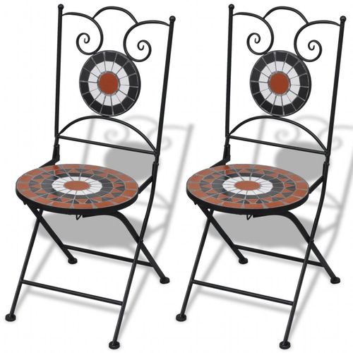 Sklopive bistro stolice 2 kom keramičke terakota-bijele slika 29