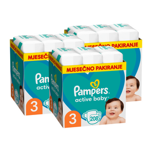 Pampers Active Baby - XXL Mjesečno Pakiranje Pelena 3 PACK