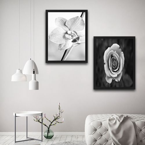 Wallity Uokvirena slika (2 komada), Grey Flower Set slika 1