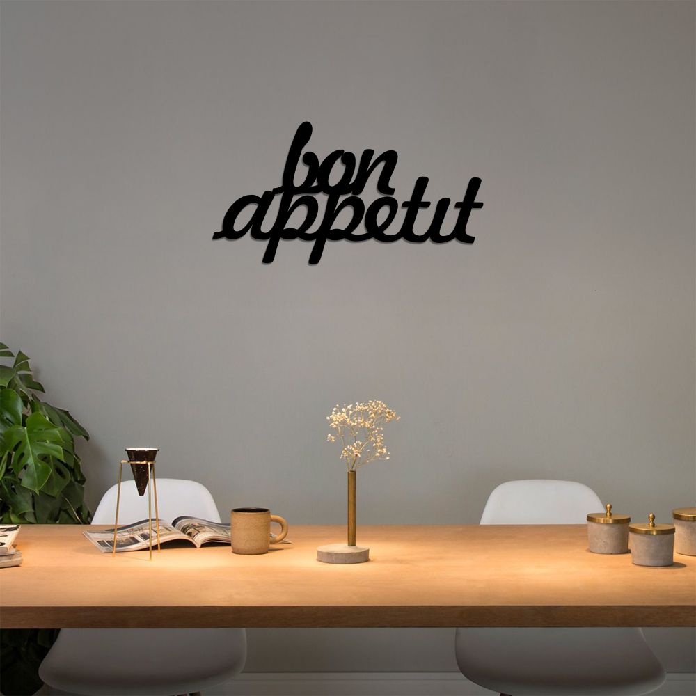 Bon Appetit 1 - Crni Dekorativni Metalni Zidni Ukras slika 1