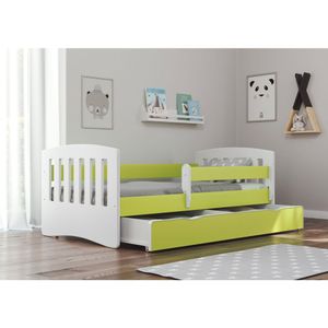 Drveni dečiji krevet Classic sa fiokom - zeleni - 160x80 cm