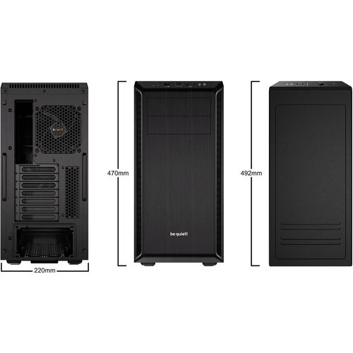 be quiet! BG021 PURE BASE 600 Black, MB compatibility: ATX, M-ATX, Mini-ITX, Two pre-installed Pure Wings 2 fans, Water cooling optimized with adjustable top cover vent (up to 360mm) slika 3