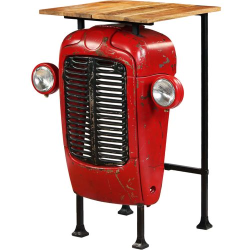 Barski stol u obliku traktora od masivnog drva manga crveni 60 x 60 x 107 cm slika 1