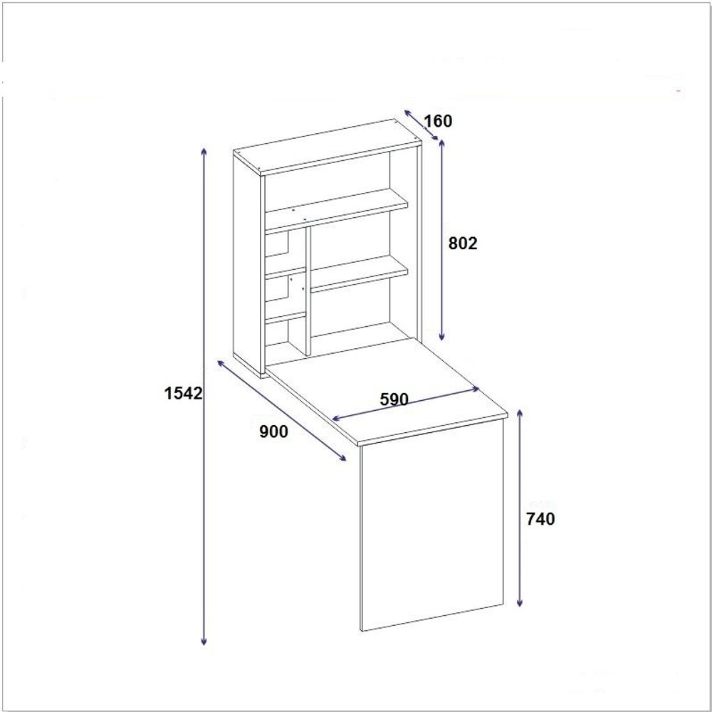 Sedir - Oak Study Desk - radni sto sa policom slika 5