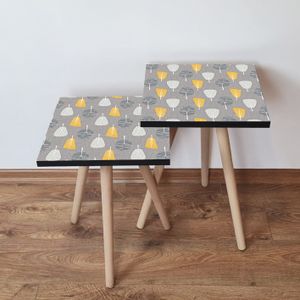 Nesting stolovi 2Shp186 - (2 komada) - boje: bijela, siva, žuta