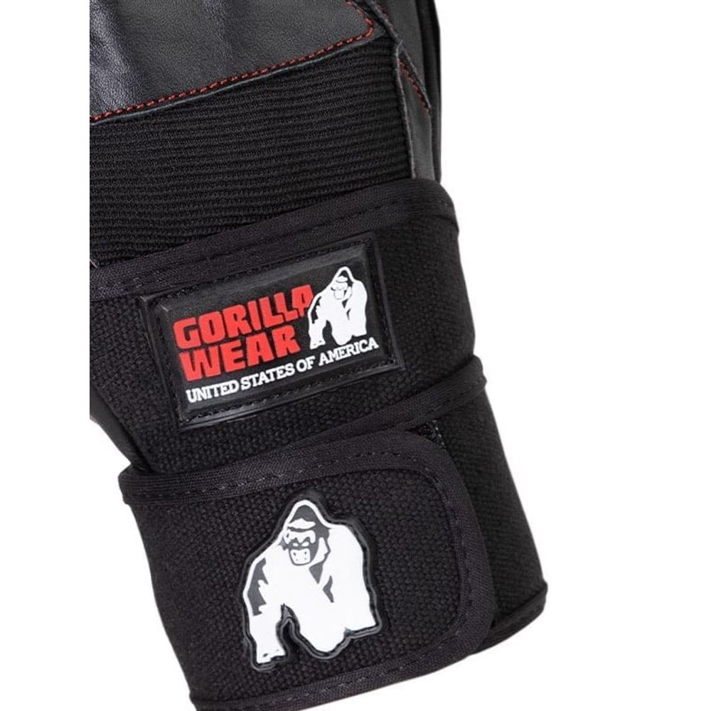 Gorilla Wear DALLAS Rukavice sa steznicima za zglob, Crno/Crvene prošivene slika 2