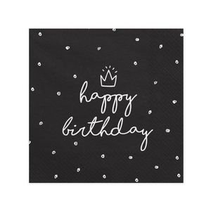 SP33-15-010 Papirne salvete Happy Birthday 33x33cm, 20kom - Crne