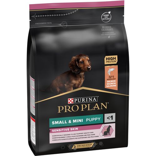 PRO PLAN Small&Mini Puppy, Sensitive skin, bogato lososom, 4x3kg slika 1