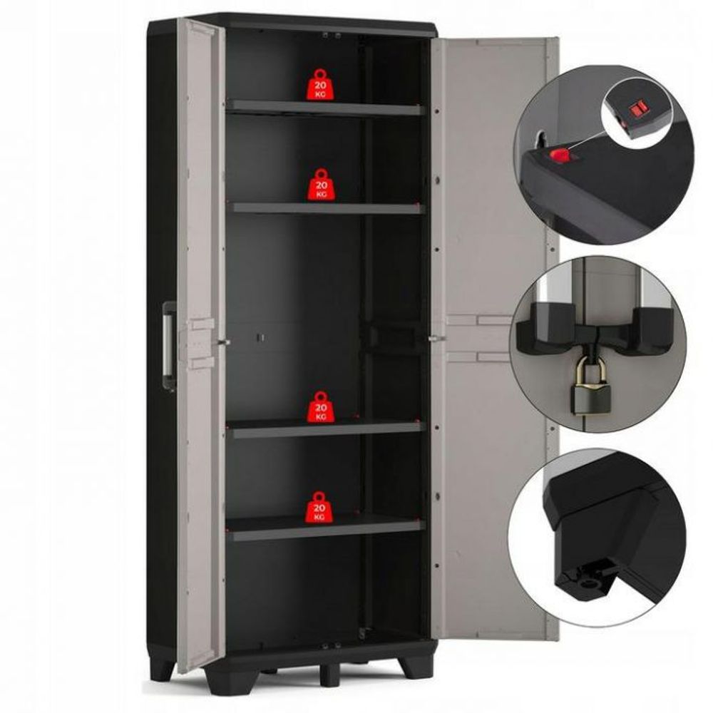 Keter Ormar 68x39x173 sivocrni visoki PVC PRO slika 2