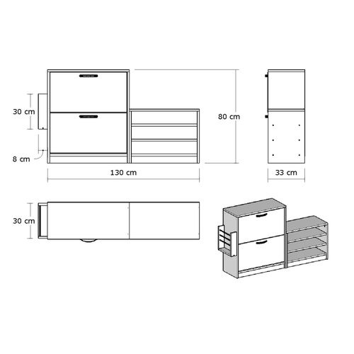 Hanah Home Trend - Beli ormar za cipele slika 6