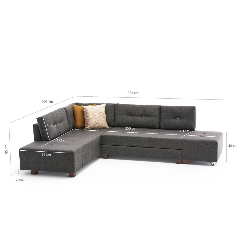 Ugaona Sofa na Razvlačenje Manama - Lijevi Kut, Antracit Boja slika 9