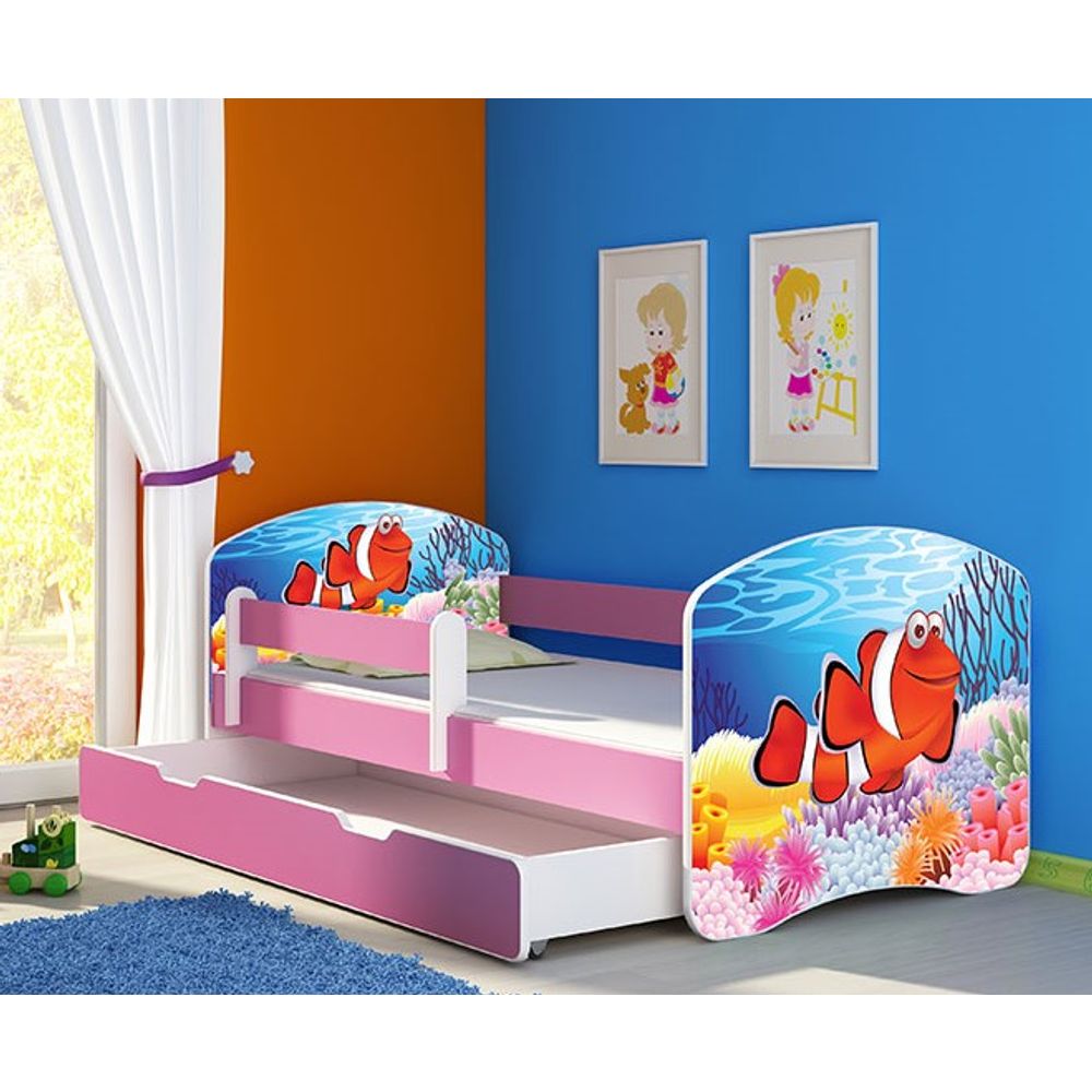 ACMA Dječiji krevet Acma II sa ladicom Pink - 160x80cm - Dezen 28 slika 1