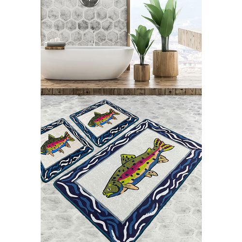 Pescado Multicolor Bathmat Set (2 Pieces) slika 1