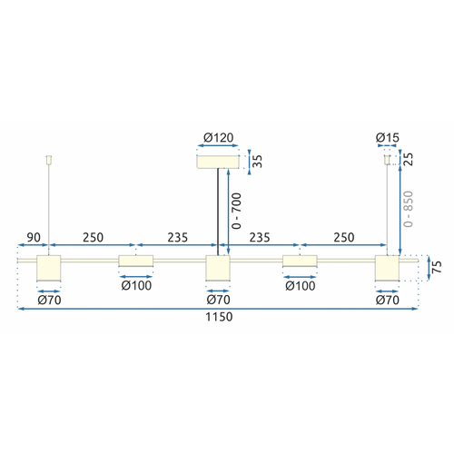 TOOLIGHT APP929-5CP GOLD LED viseća stropna svjetiljka slika 2