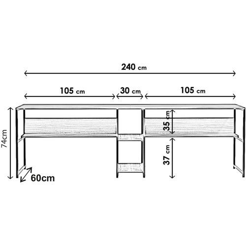 Büyük Boy İkili Çalışma Masası L189 Walnut Study Desk slika 9