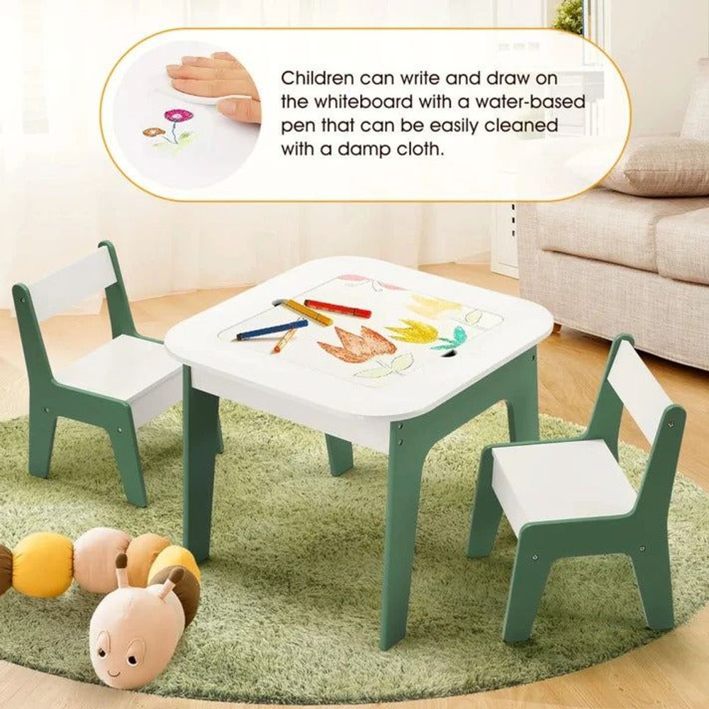Kinder Home Multifunkcionalni 4U1 drveni dječiji sto sa dvije stolice, Forest slika 8