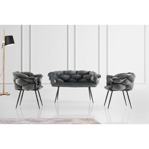 Garnitura tamnosivih sofa Balon - 2129 sa metalnim okvirom