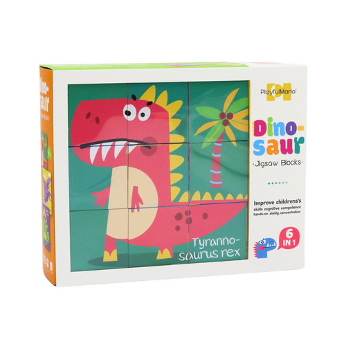 Edukativne puzzle kocke 6u1 s uzorkom dinosaura 9 kom slika 4