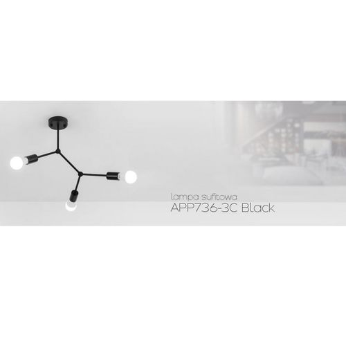 TOOLIGHT CLASSIC BLACK STROPNA SVJETILKA METAL LOFT APP736-3C crna slika 5